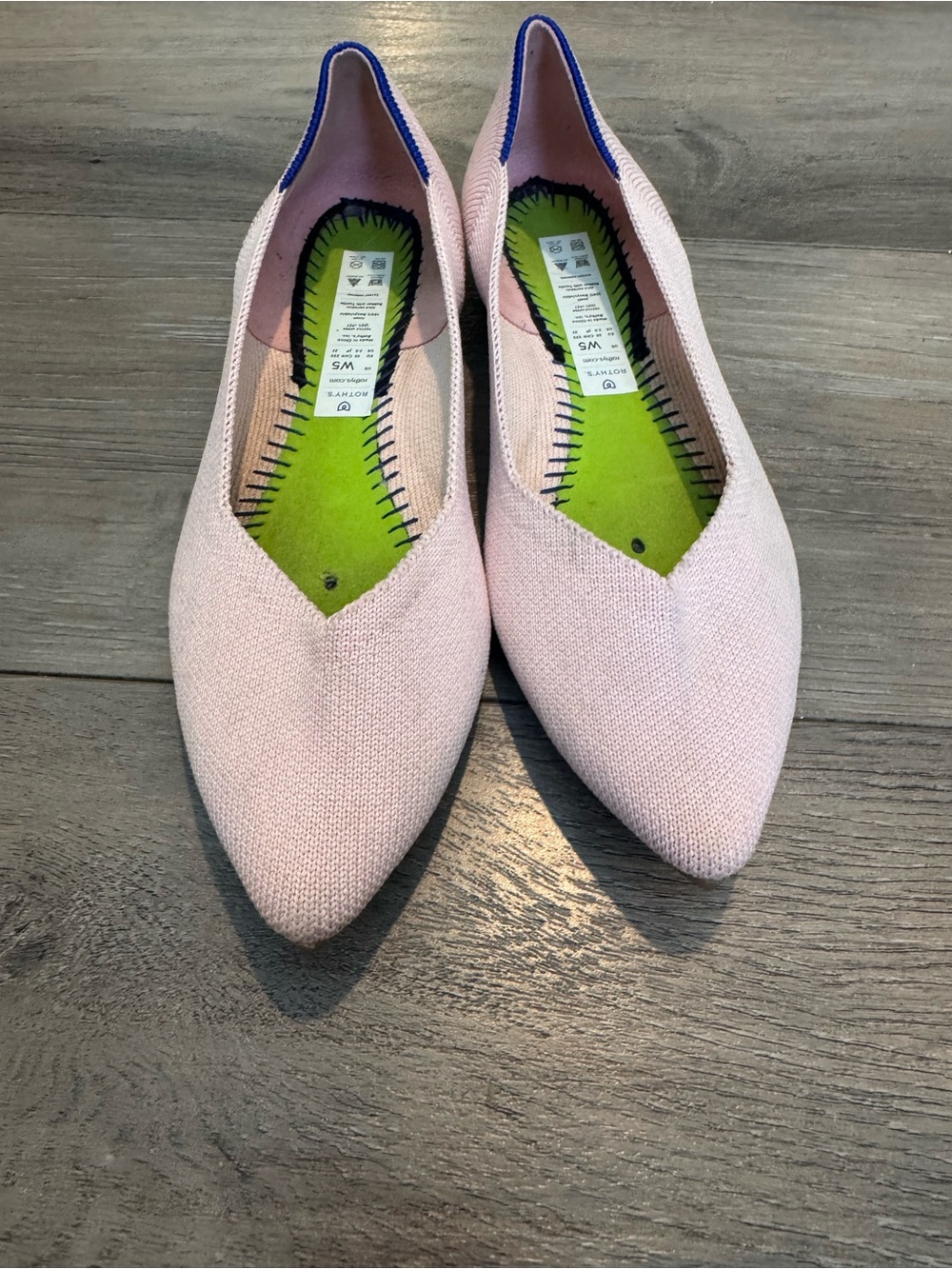 Rothy's Blush Pink Pointed-Toe Knit Flats